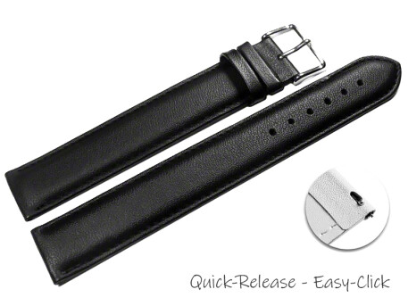 XXL Schnellwechsel Uhrenarmband Leder Glatt gepolstert schwarz 18mm 20mm