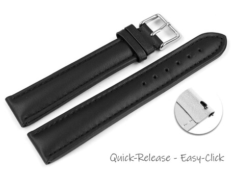Schnellwechsel Uhrenarmband - echt Leder - glatt - schwarz TiT