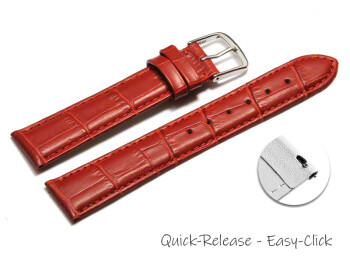 Schnellwechsel Uhrenarmband - echt Leder - Kroko Prägung - rot - 12-22 mm