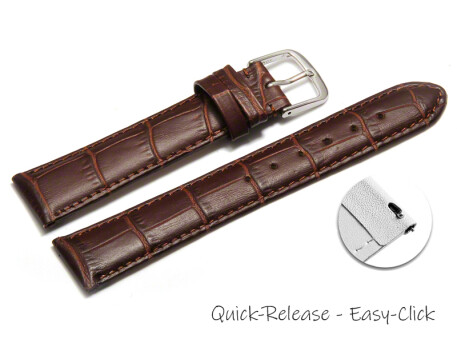 Schnellwechsel Uhrenarmband - echt Leder - Kroko Prägung - dunkelbraun - 12-22 mm