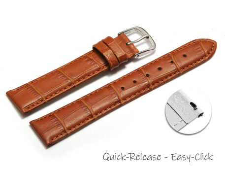 Schnellwechsel Uhrenarmband - echt Leder - Kroko Prägung - hellbraun - 12-22 mm
