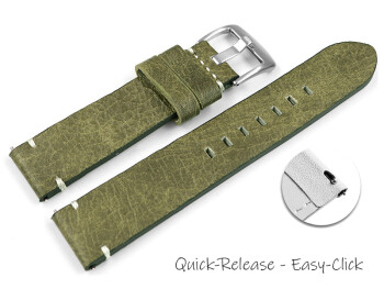 Schnellwechsel Uhrenarmband grün-braun Vintage Leder ohne Polster 20mm