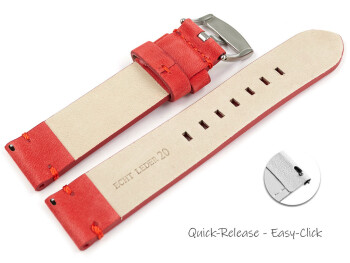 Schnellwechsel Uhrenarmband rot Veluro Leder ohne Polster 22mm