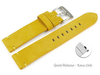 Schnellwechsel Uhrenarmband gelb Veluro Leder ohne Polster 24mm