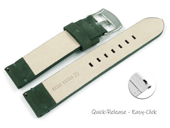 Schnellwechsel Uhrenarmband dunkelgrün Veluro Leder ohne Polster 20mm