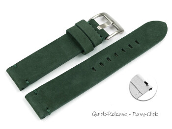 Schnellwechsel Uhrenarmband dunkelgrün Veluro Leder ohne Polster 24mm
