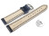 Schnellwechsel Uhrenarmband leicht glänzendes Leder dunkelblau mit Zickzack Naht 22mm Gold