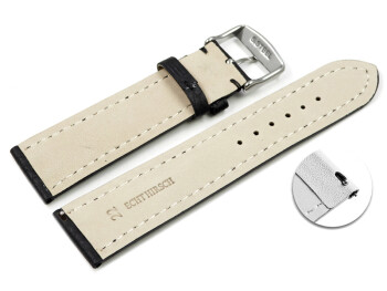 Schnellwechsel Uhrenarmband Hirschleder schwarz stark gepolstert sehr weich 22mm Stahl