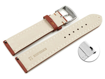 Schnellwechsel Uhrenarmband Hirschleder braun stark gepolstert sehr weich 20mm Gold
