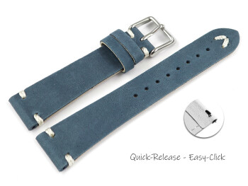 Schnellwechsel Uhrenarmband dunkelblau Leder Modell Fresh 18mm Stahl