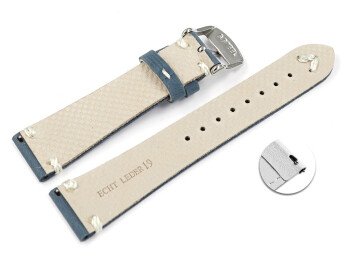 Schnellwechsel Uhrenarmband dunkelblau Leder Modell Fresh 20mm Gold