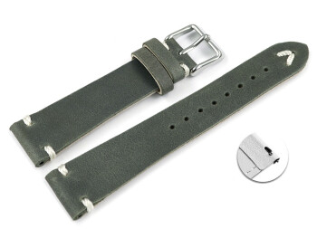 Schnellwechsel Uhrenarmband dunkelgrau Leder Modell Fresh 22mm Gold