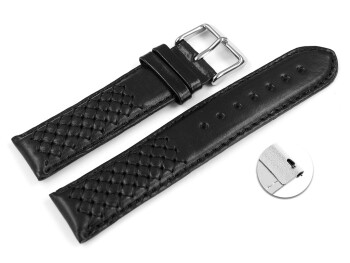 Schnellwechsel Uhrenarmband Leder schwarz Modell Mexico 24mm Gold