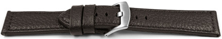 Schnellwechsel Uhrenarmband dunkelbraun weiches genarbtes Leder 24mm