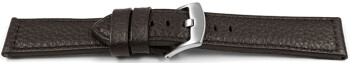 Schnellwechsel Uhrenarmband dunkelbraun weiches genarbtes Leder 24mm