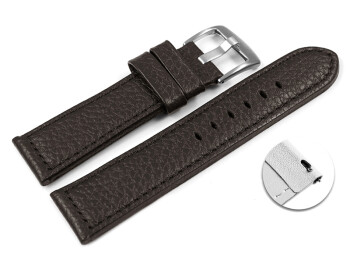 Schnellwechsel Uhrenarmband dunkelbraun weiches genarbtes Leder 26mm