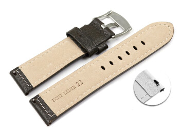 Schnellwechsel Uhrenarmband dunkelbraun weiches genarbtes Leder 26mm