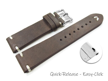Schnellwechsel Uhrenarmband Rindleder Rustikal Soft Vintage dunkelbraun 20mm Stahl