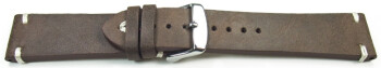Schnellwechsel Uhrenarmband Rindleder Rustikal Soft Vintage dunkelbraun 24mm Gold
