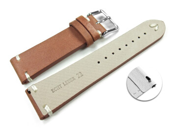 Schnellwechsel Uhrenarmband Rindleder Rustikal Soft Vintage braun 24mm Stahl