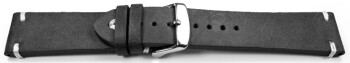 Schnellwechsel Uhrenarmband Rindleder Rustikal Soft Vintage schwarz 22mm Stahl