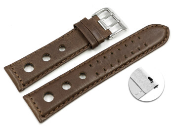 Schnellwechsel BIO Uhrenarmband Leder braun Pflanzlich gegerbt Gelocht 20mm