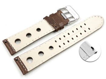 Schnellwechsel BIO Uhrenarmband Leder braun Pflanzlich gegerbt Gelocht 20mm