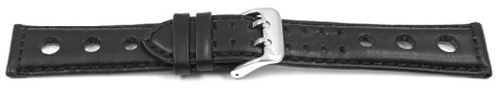 Schnellwechsel BIO Uhrenarmband Leder schwarz Pflanzlich gegerbt Gelocht 22mm