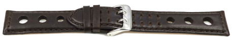 Schnellwechsel BIO Uhrenarmband Leder dunkelbraun Pflanzlich gegerbt Gelocht 24mm