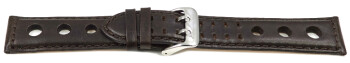 Schnellwechsel BIO Uhrenarmband Leder dunkelbraun Pflanzlich gegerbt Gelocht 24mm