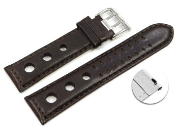 Schnellwechsel BIO Uhrenarmband Leder dunkelbraun Pflanzlich gegerbt Gelocht 24mm
