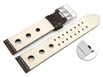 Schnellwechsel BIO Uhrenarmband Leder dunkelbraun Pflanzlich gegerbt Gelocht 24mm