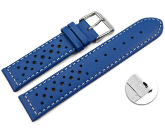 Schnellwechsel Uhrenarmband Leder Style blau 16mm Gold