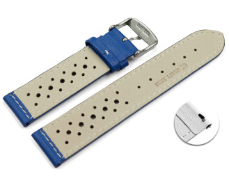 Schnellwechsel Uhrenarmband Leder Style blau 16mm Gold