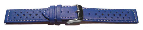 Schnellwechsel Uhrenarmband Leder Style blau 20mm Stahl