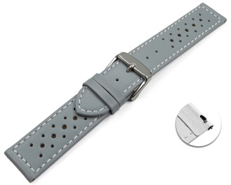 Schnellwechsel Uhrenarmband Leder Style grau 16mm Stahl