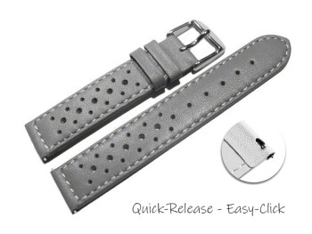 Schnellwechsel Uhrenarmband Leder Style grau 16mm Stahl