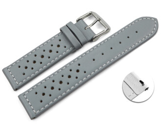 Schnellwechsel Uhrenarmband Leder Style grau 16mm Stahl