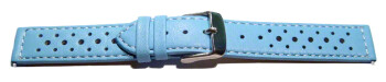 Schnellwechsel Uhrenarmband Leder Style hellblau 20mm Stahl