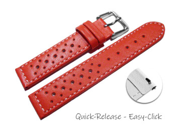 Schnellwechsel Uhrenarmband Leder Style rot 20mm Stahl