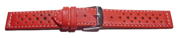 Schnellwechsel Uhrenarmband Leder Style rot 22mm Stahl