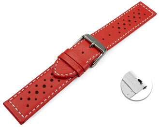 Schnellwechsel Uhrenarmband Leder Style rot 22mm Gold