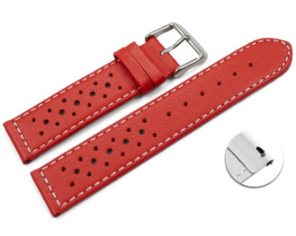 Schnellwechsel Uhrenarmband Leder Style rot 22mm Gold