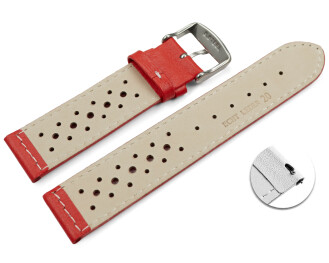 Schnellwechsel Uhrenarmband Leder Style rot 22mm Gold