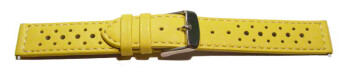 Schnellwechsel Uhrenarmband Leder Style gelb 20mm Stahl
