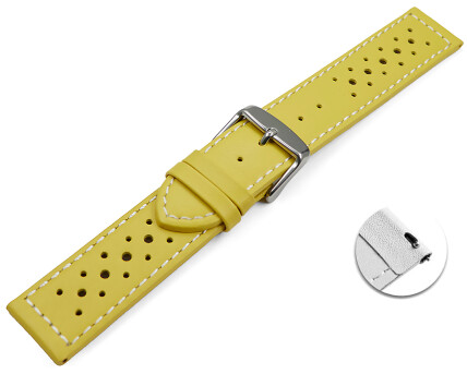 Schnellwechsel Uhrenarmband Leder Style gelb 20mm Gold