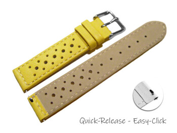 Schnellwechsel Uhrenarmband Leder Style gelb 22mm Stahl