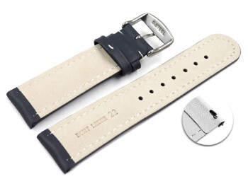 Schnellwechsel Uhrenarmband echt Leder glatt dunkelblau 22mm Stahl
