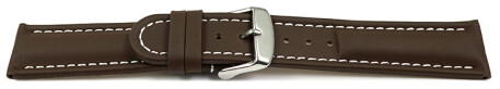 Schnellwechsel Uhrenarmband echt Leder glatt dunkelbraun 18mm Stahl