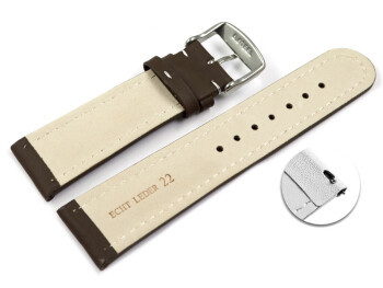 Schnellwechsel Uhrenarmband echt Leder glatt dunkelbraun 18mm Stahl